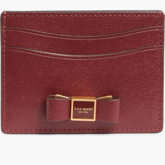 Kate Spade New York Morgan Bow Embellished Saffiano Leather Card Holder - Picture 1 of 16